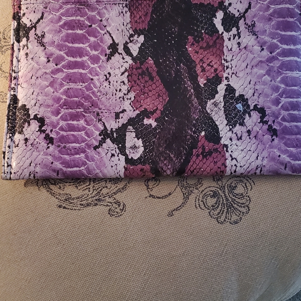 BCBGeneration Raspberry Faux Snakeskin  Envelope Clutch - Picture 4 of 5